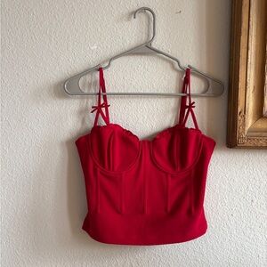 Astr Vibrant Red Crop Top